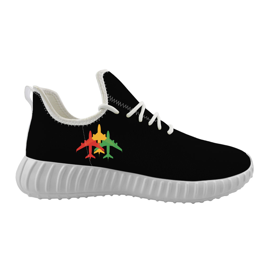 Colourful 3 Airplanes Designed Sport Sneakers & Shoes (WOMEN)