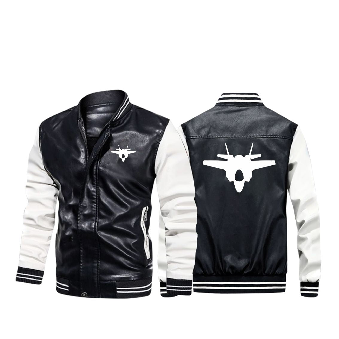 Lockheed Martin F-35 Lightning II Silhouette Designed Stylish Leather Bomber Jackets