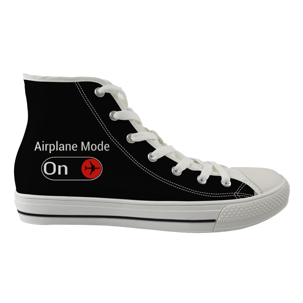 Airplane Mode On Designed Long Canvas Shoes (Men)