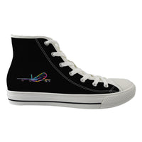 Thumbnail for Multicolor Airplane Designed Long Canvas Shoes (Men)