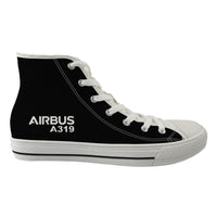 Thumbnail for Airbus A319 & Text Designed Long Canvas Shoes (Men)