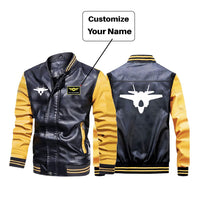 Thumbnail for Lockheed Martin F-35 Lightning II Silhouette Designed Stylish Leather Bomber Jackets