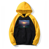 Thumbnail for Super Airbus A380 Landing During Sunset Designed Colourful Hoodies