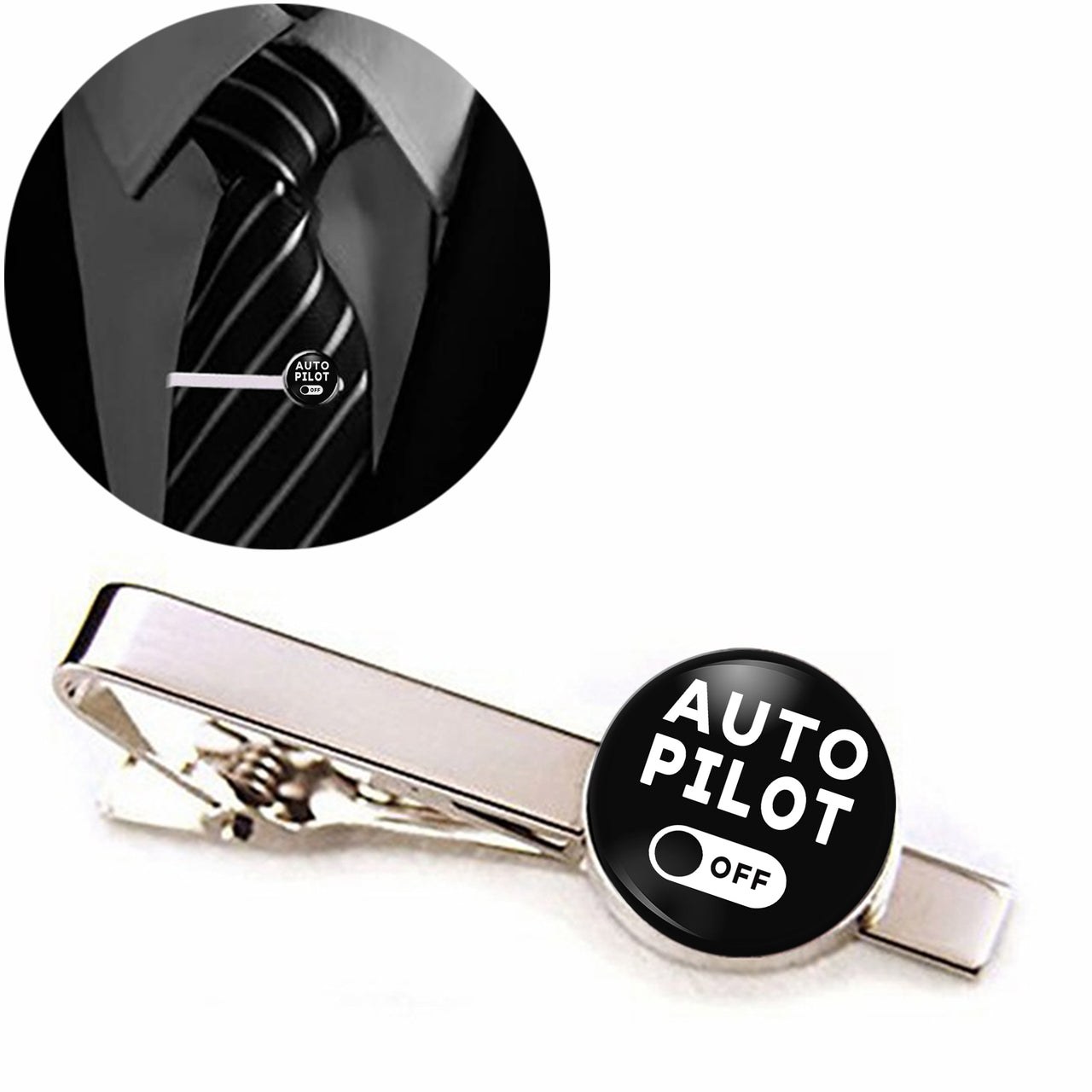 Auto Pilot Off Designed Tie Clips