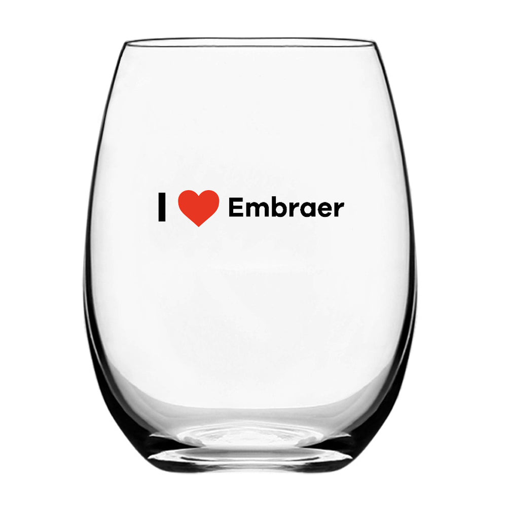 I Love Embraer Designed Beer & Water Glasses