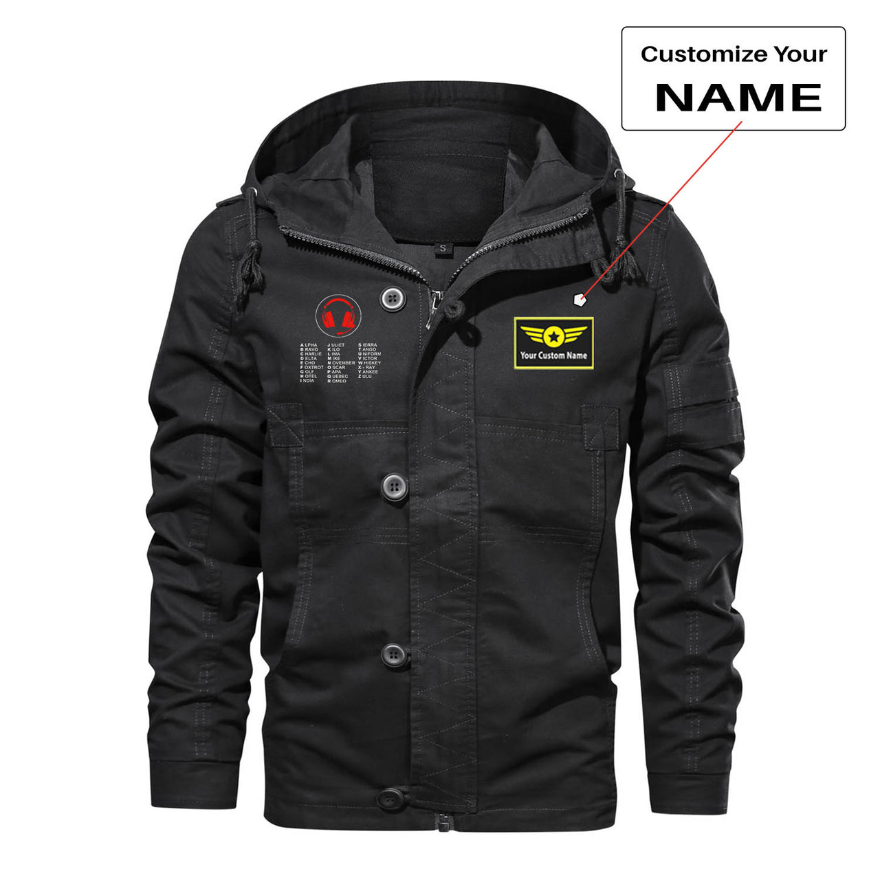 Aviation Alphabet 3 Designed Cotton Jackets