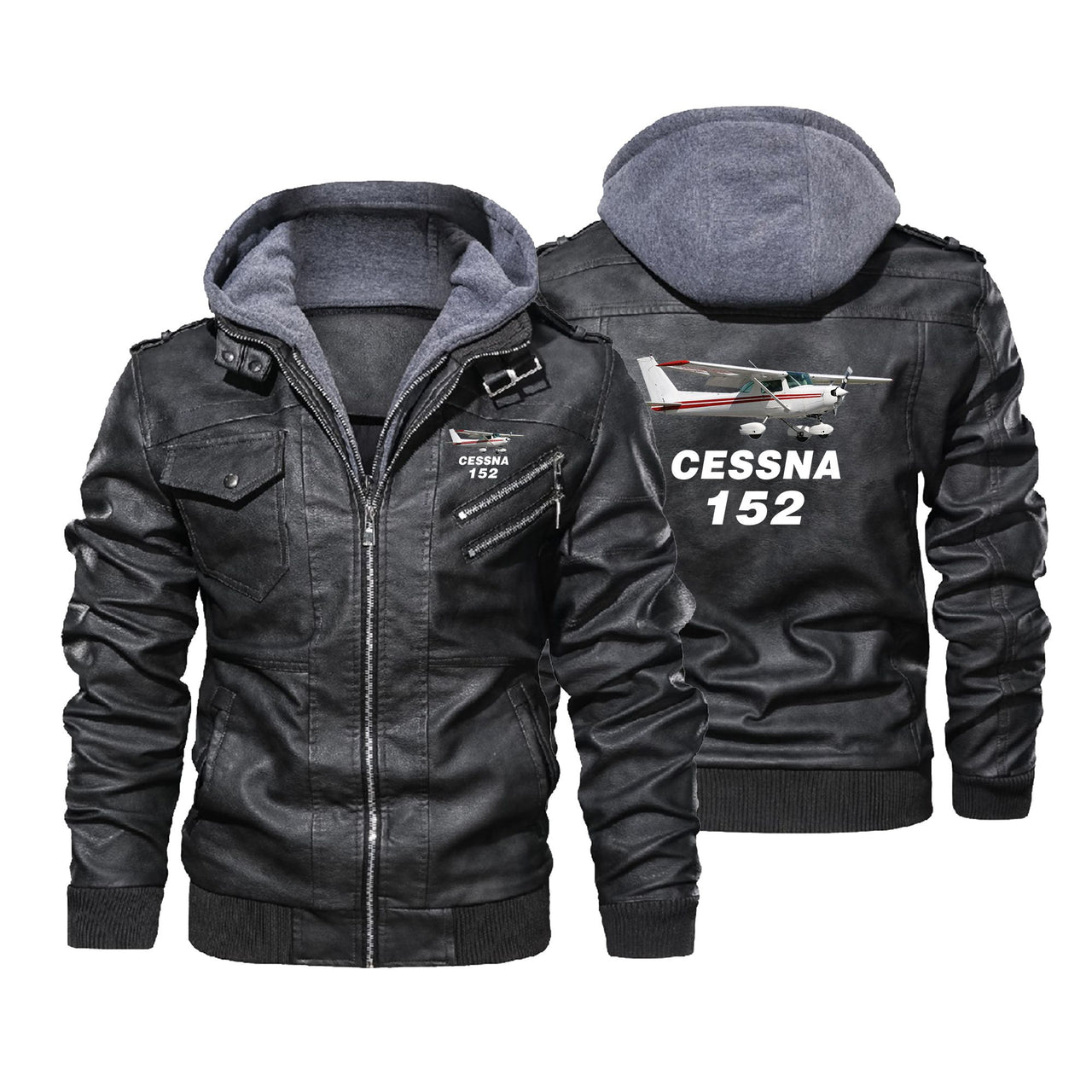 The Cessna 152 Designed Hooded Leather Jackets