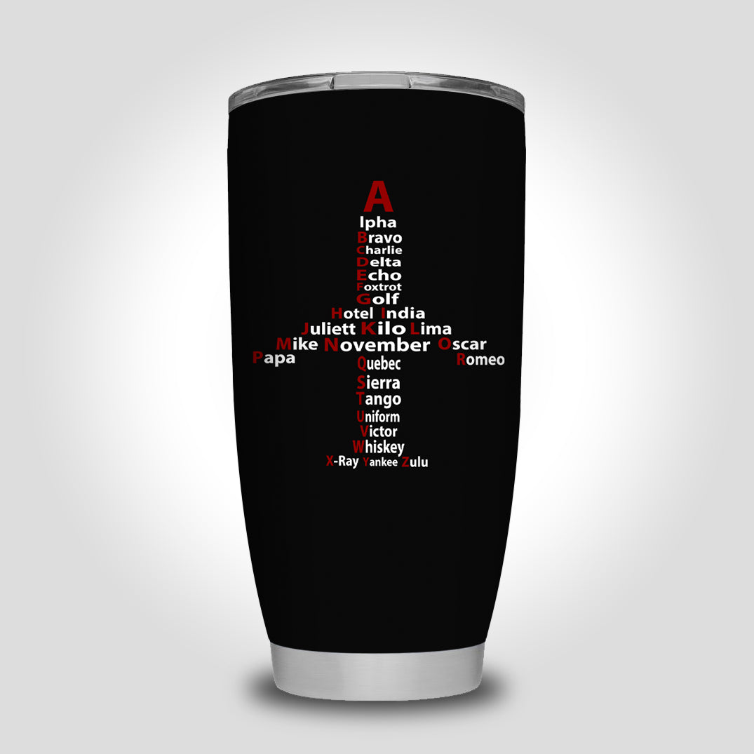 Airplane Shape Aviation Alphabet Designed Tumbler Travel Mugs