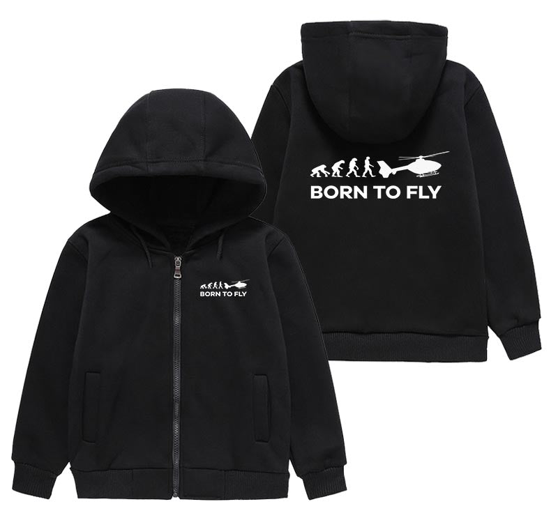 Born To Fly Helicopter Designed "CHILDREN" Zipped Hoodies