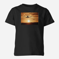 Thumbnail for Two Aeroplanes During Sunset Designed Children T-Shirts