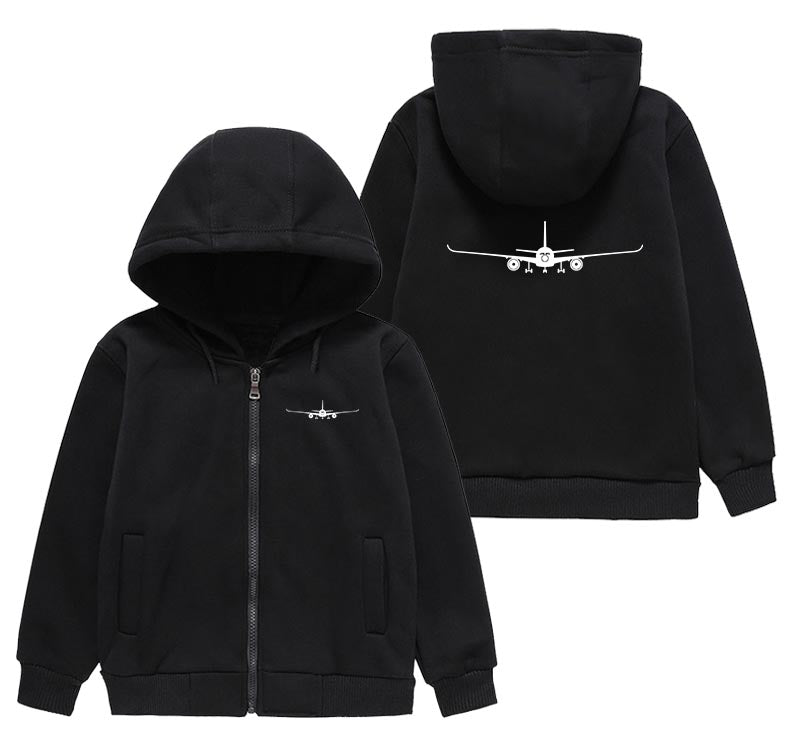 Airbus A350 Silhouette Designed "CHILDREN" Zipped Hoodies