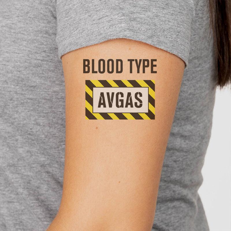 Blood Type AVGAS Designed Tattoes