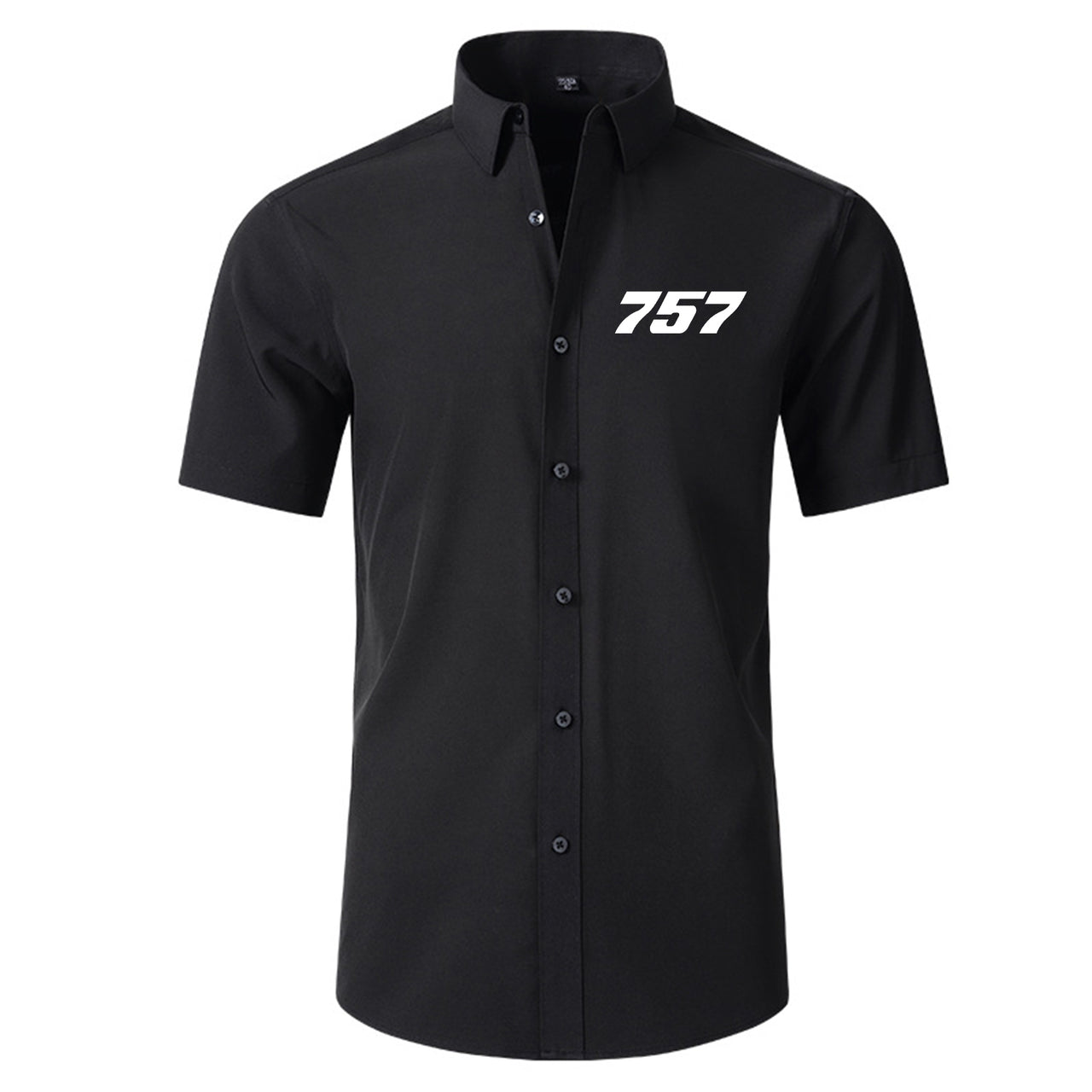 757 Flat Text Designed Short Sleeve Shirts