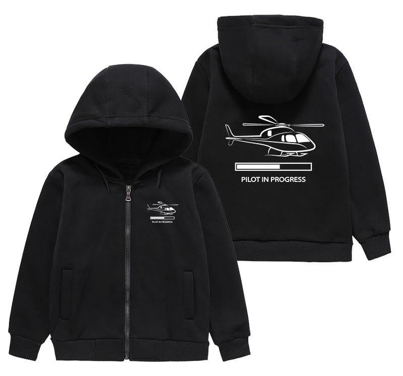 Pilot In Progress (Helicopter) Designed "CHILDREN" Zipped Hoodies