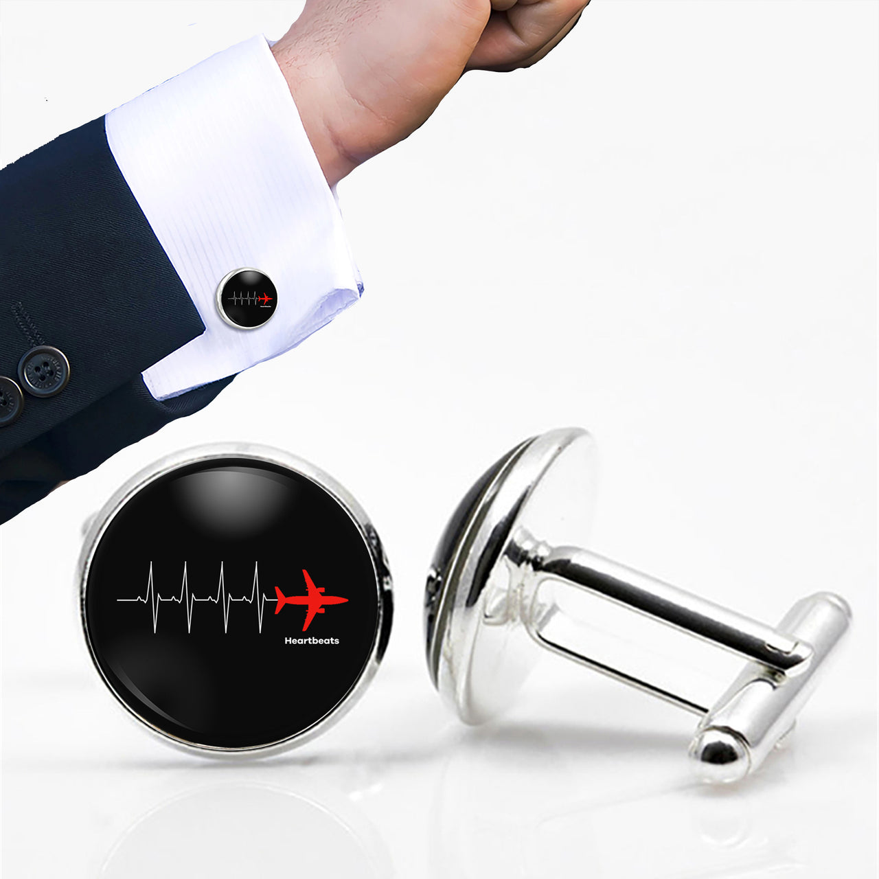 Aviation Heartbeats Designed Cuff Links