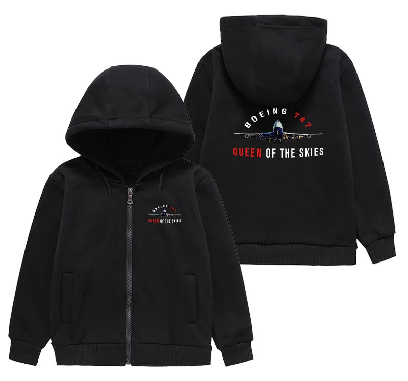 Boeing 747 Queen of the Skies Designed "CHILDREN" Zipped Hoodies