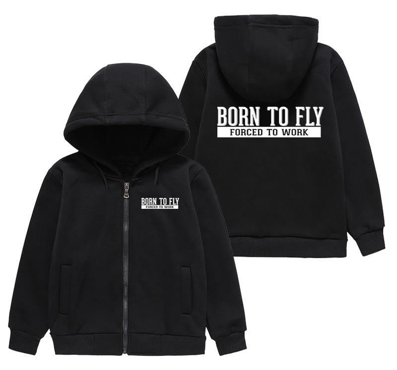 Born To Fly Forced To Work Designed "CHILDREN" Zipped Hoodies