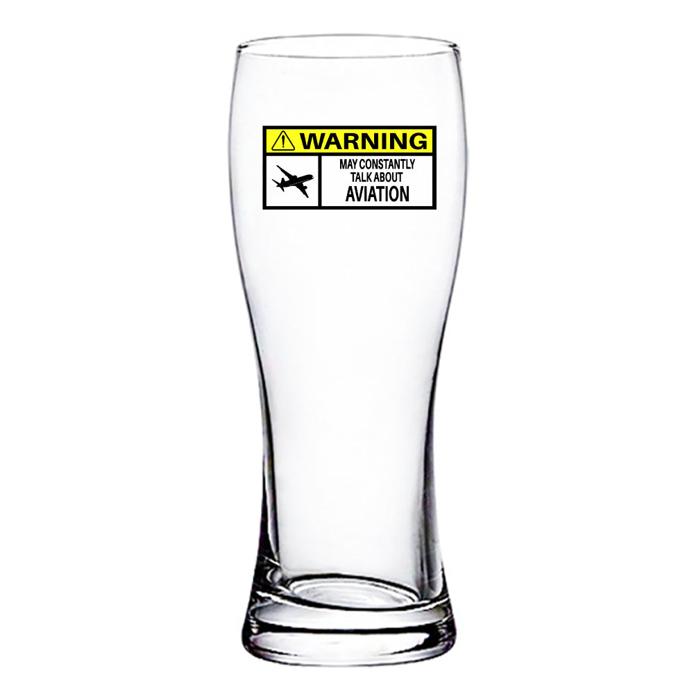 Warning May Constantly Talk About Aviation Designed Pilsner Beer Glasses