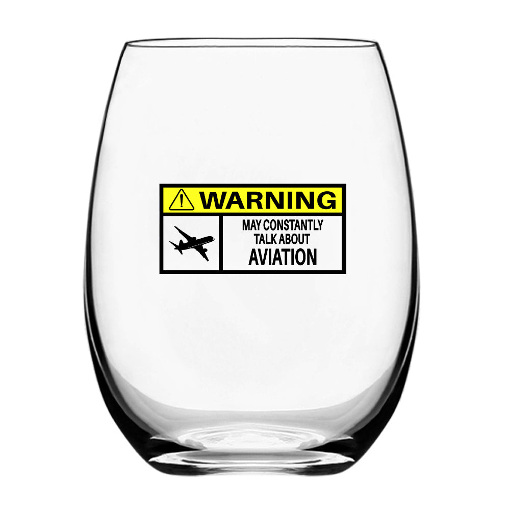 Warning May Constantly Talk About Aviation Designed Beer & Water Glasses