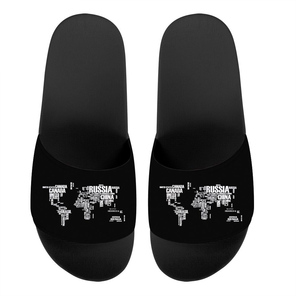 World Map (Text) Designed Sport Slippers