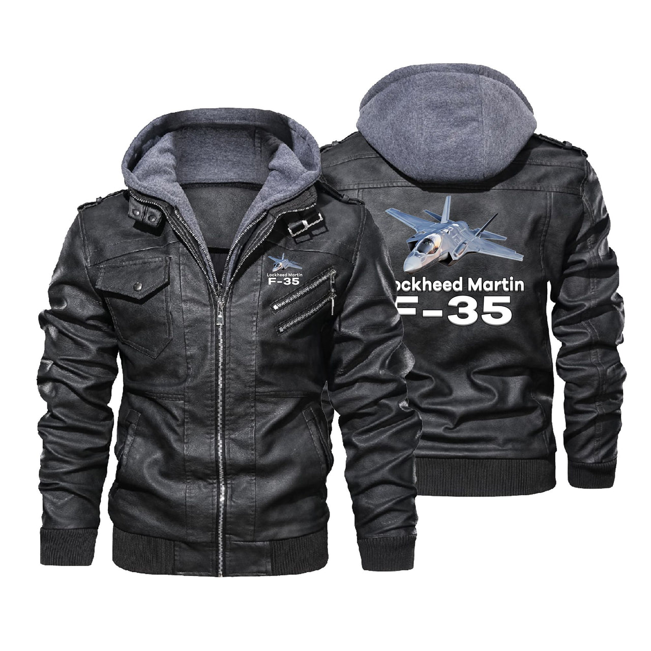 The Lockheed Martin F35 Designed Hooded Leather Jackets