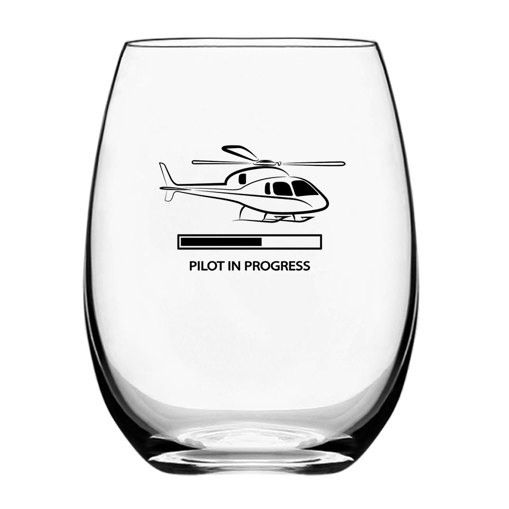 Pilot In Progress (Helicopter) Designed Beer & Water Glasses