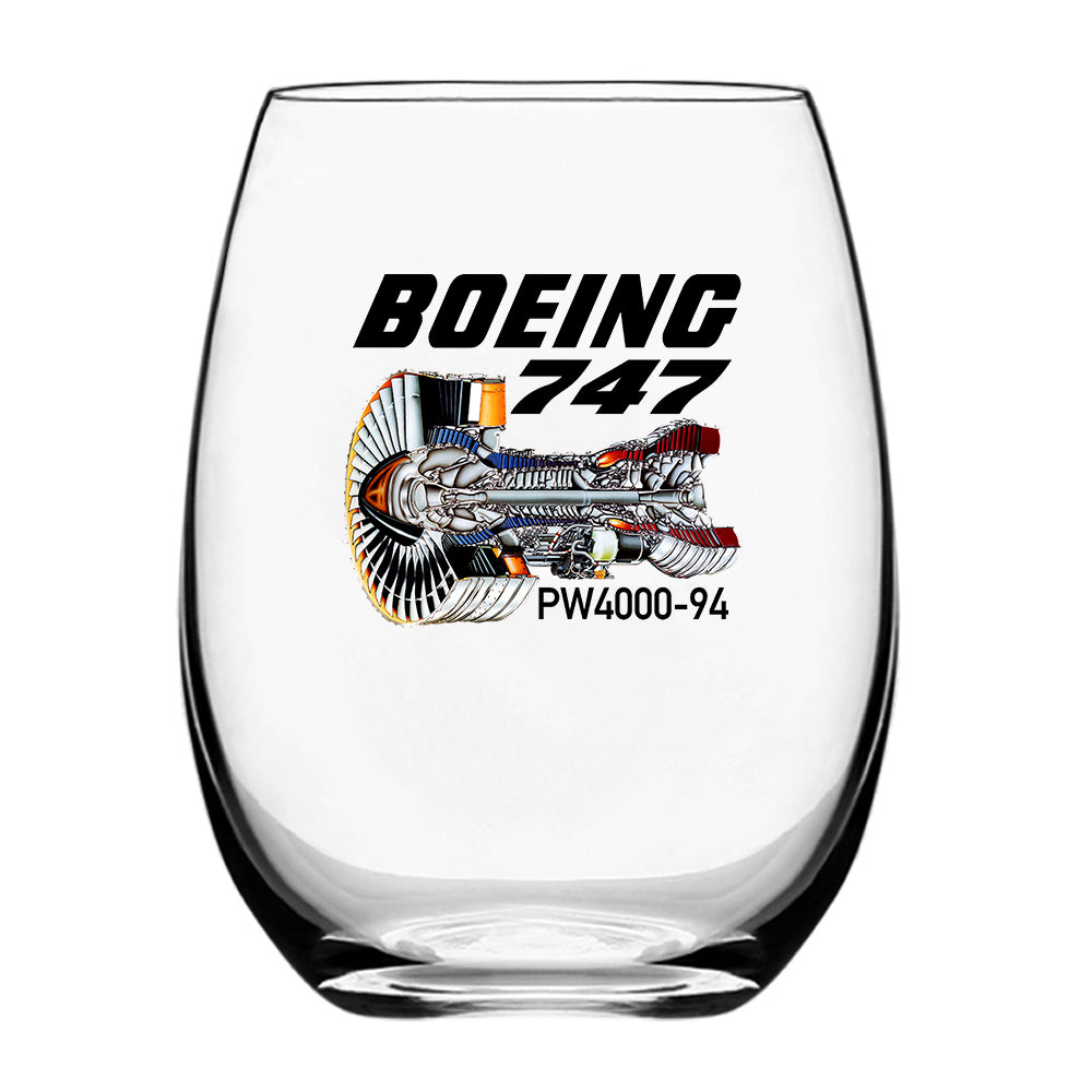 Boeing 747 & PW4000-94 Engine Designed Beer & Water Glasses