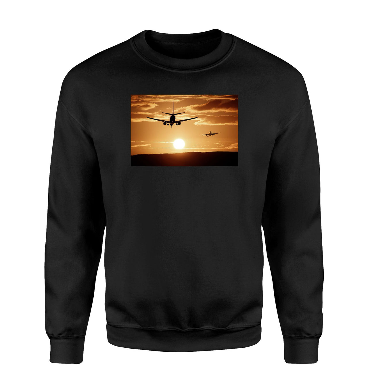 Two Aeroplanes During Sunset Designed Sweatshirts