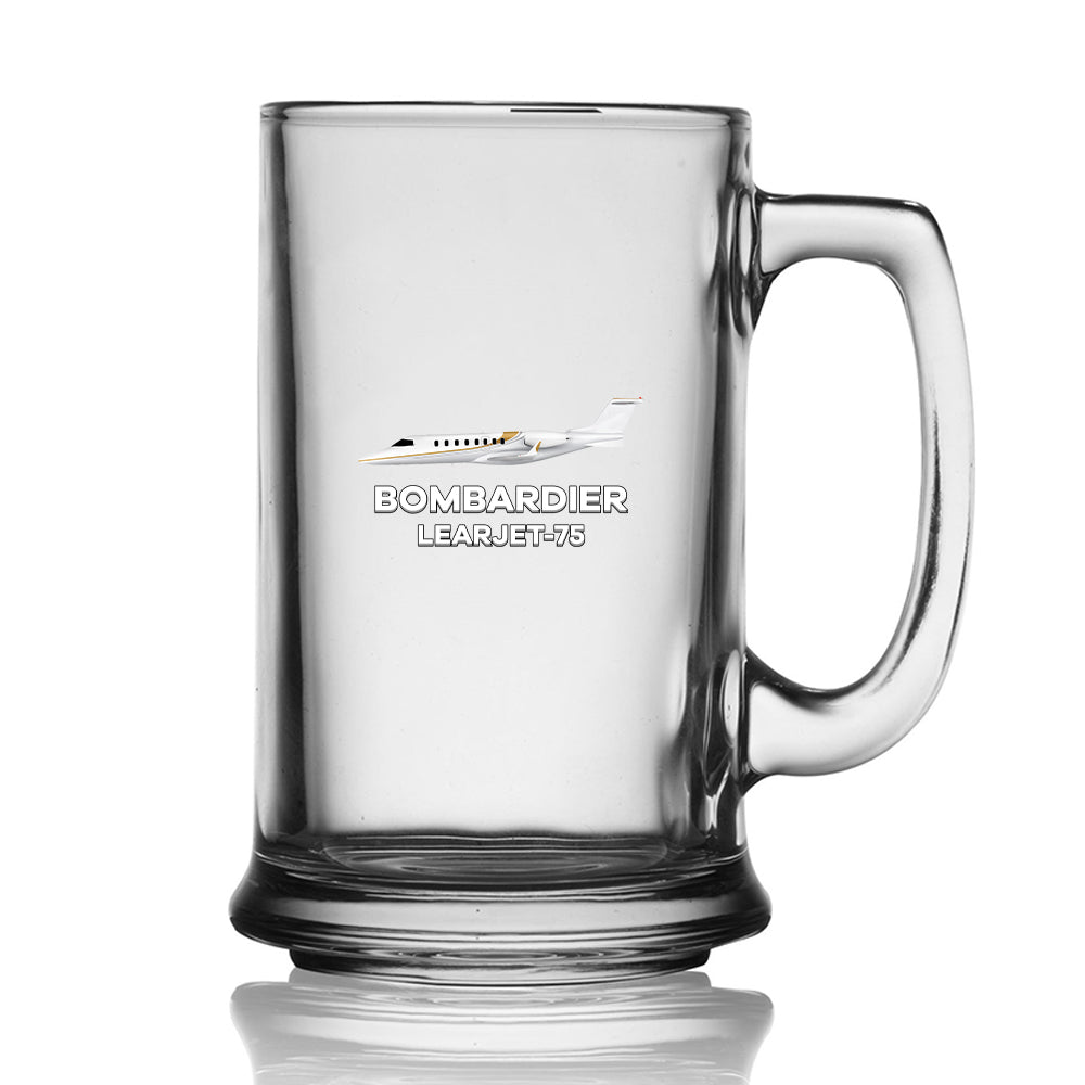 The Bombardier Learjet 75 Designed Beer Glass with Holder – Aviation Shop