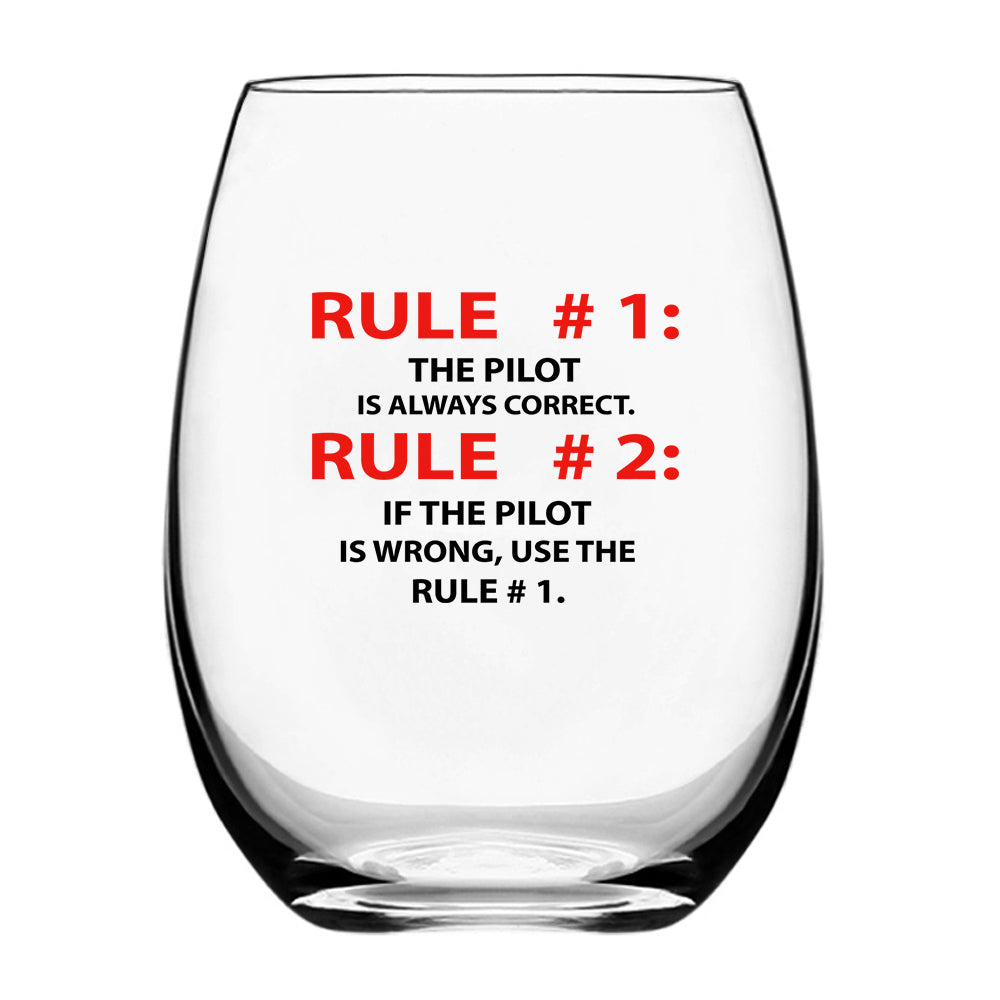 Rule 1 - Pilot is Always Correct Designed Beer & Water Glasses