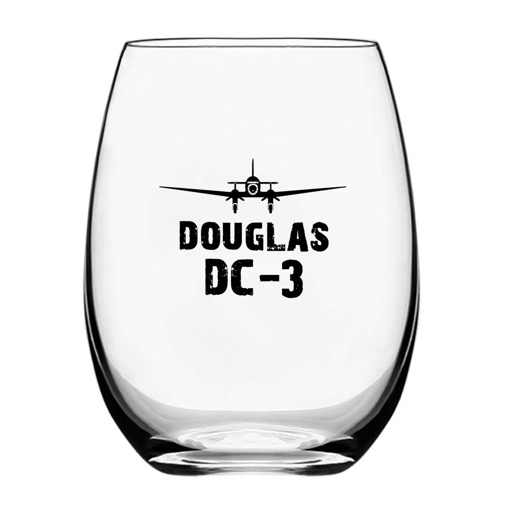 Douglas DC-3 & Plane Designed Beer & Water Glasses