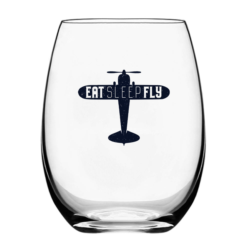 Eat Sleep Fly & Propeller Designed Beer & Water Glasses