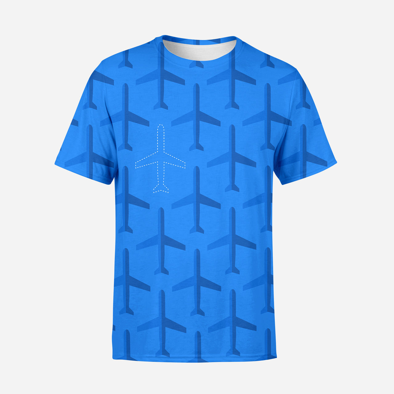 Blue Seamless Airplanes Designed 3D T-Shirts