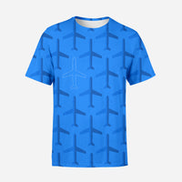 Thumbnail for Blue Seamless Airplanes Designed 3D T-Shirts