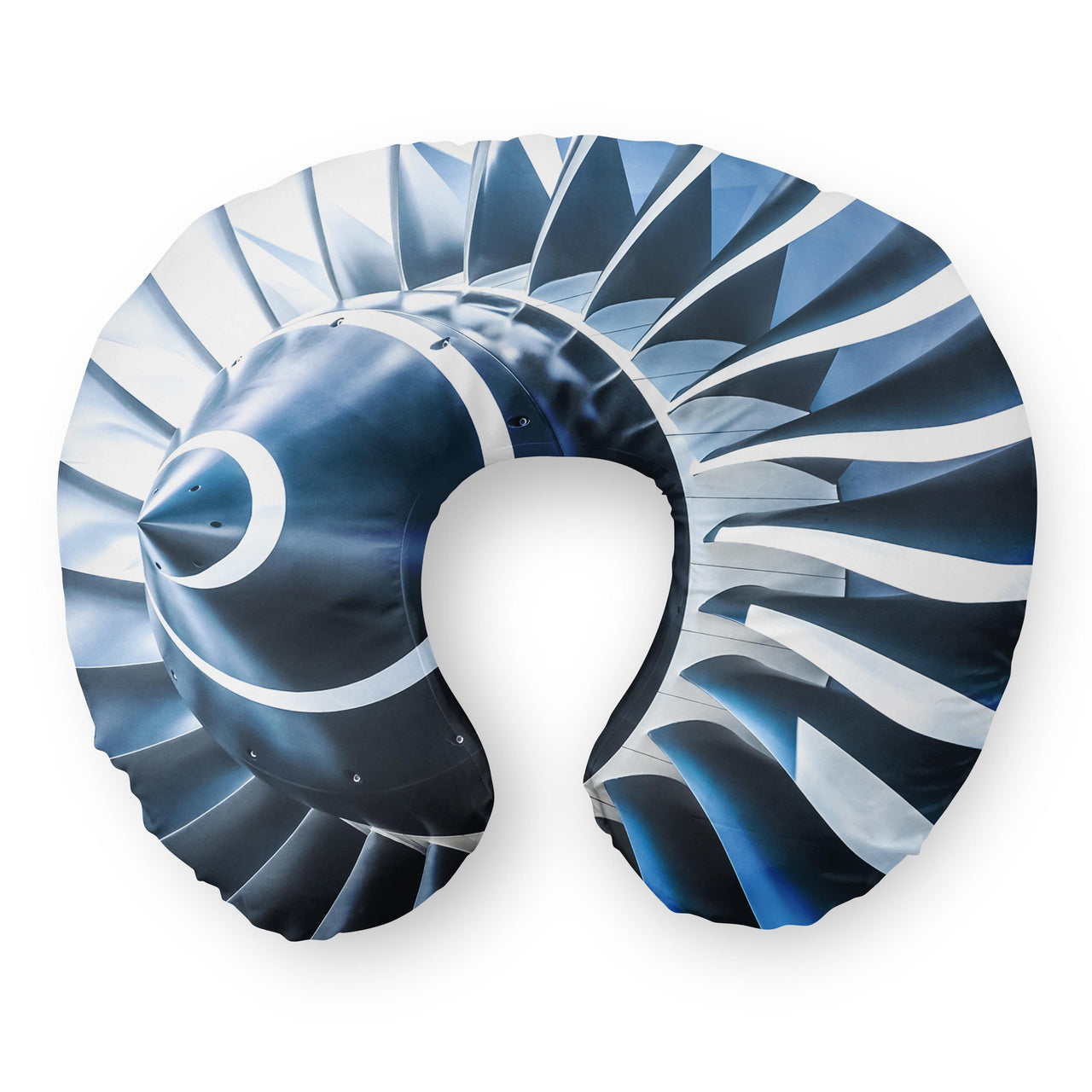 Blue Toned Super Jet Engine Blades Closeup Travel & Boppy Pillows