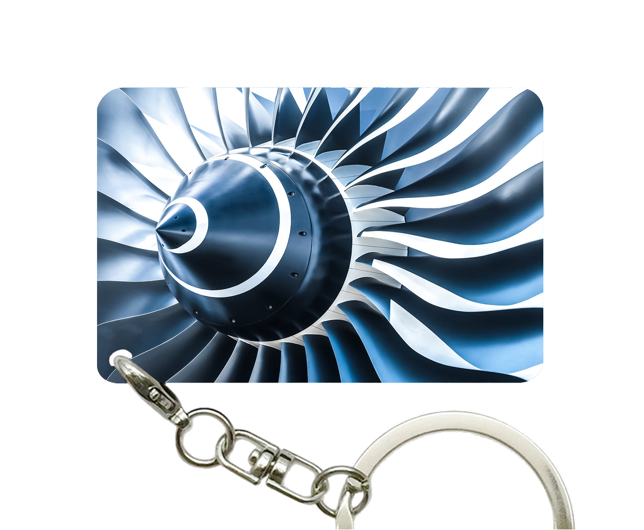 Blue Toned Super Jet Engine Blades Closeup Designed Key Chains