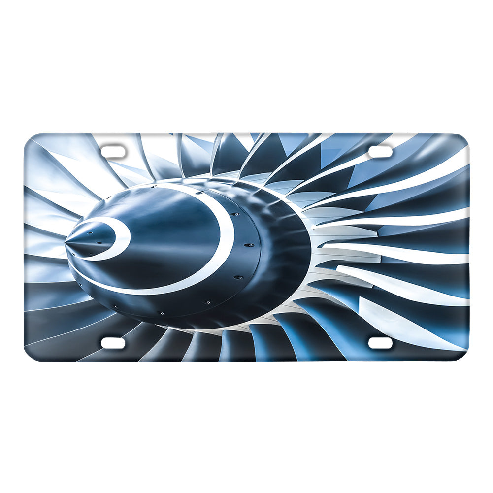 Blue Toned Super Jet Engine Blades Closeup Designed Metal (License) Plates