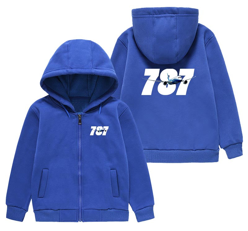 Super Boeing 787 Designed "CHILDREN" Zipped Hoodies