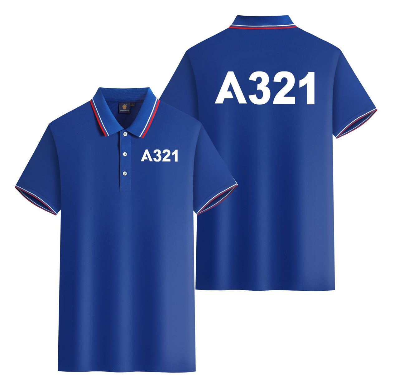 A321 Flat Text Designed Stylish Polo T-Shirts (Double-Side)