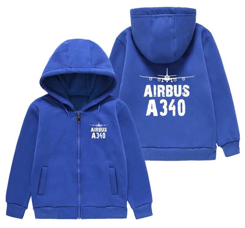 Airbus A340 & Plane Designed "CHILDREN" Zipped Hoodies