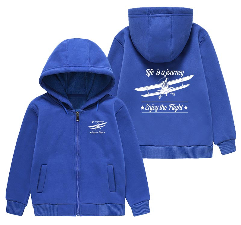 Life is a journey Enjoy the Flight Designed "CHILDREN" Zipped Hoodies