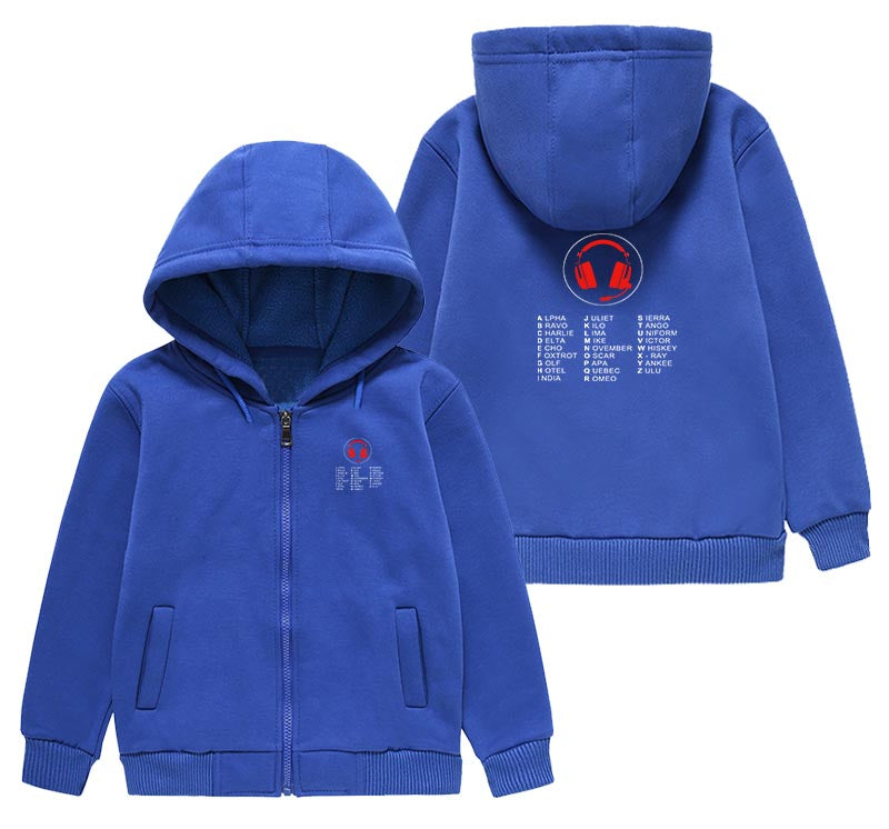 Aviation Alphabet 3 Designed "CHILDREN" Zipped Hoodies