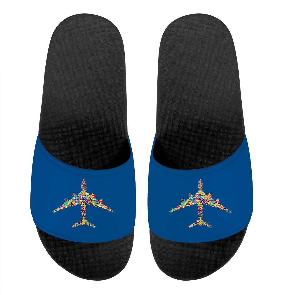 Colourful Airplane Designed Sport Slippers