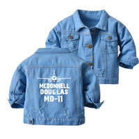 Thumbnail for McDonnell Douglas MD-11 & Plane Designed Children Denim Jackets