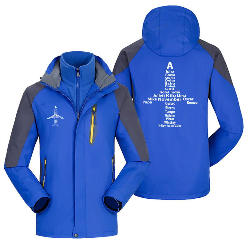 Airplane Shape Aviation Alphabet Designed Thick Skiing Jackets