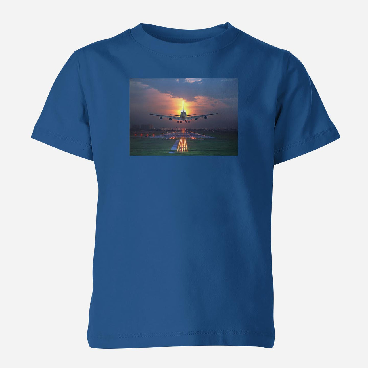 Super Airbus A380 Landing During Sunset Designed Children T-Shirts