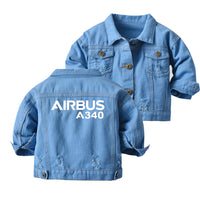 Thumbnail for Airbus A340 & Text Designed Children Denim Jackets