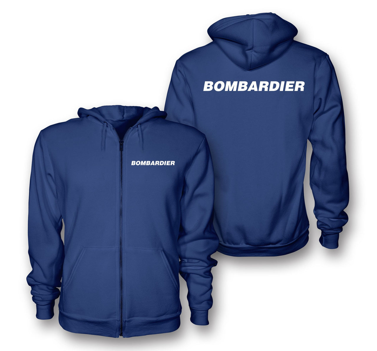 Bombardier & Text Designed Zipped Hoodies