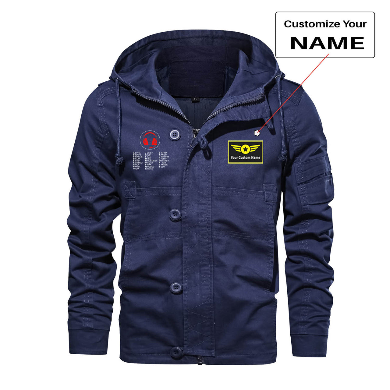 Aviation Alphabet 3 Designed Cotton Jackets