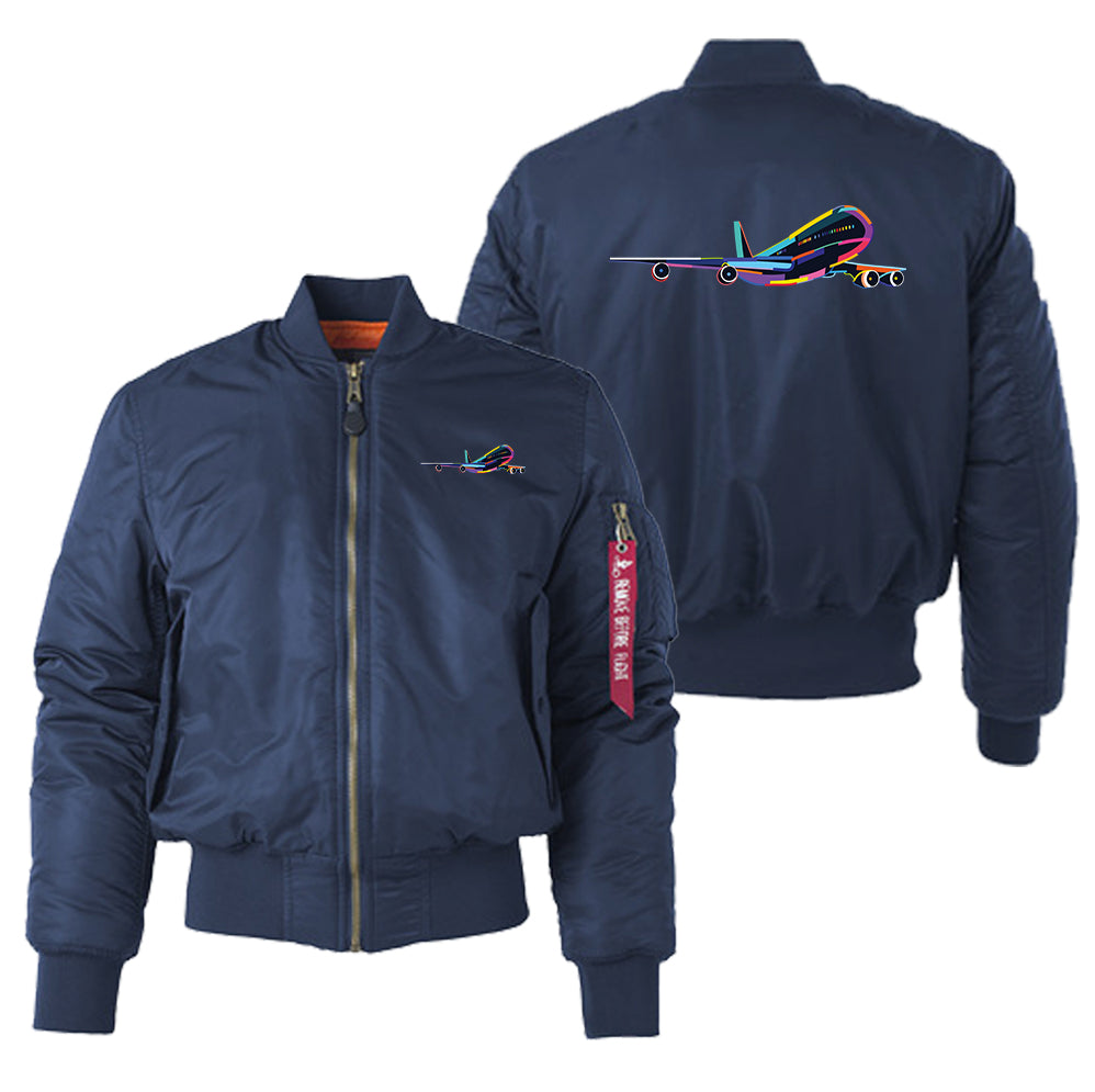 Multicolor Airplane Designed "Women" Bomber Jackets